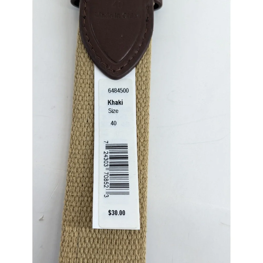 Pebble Beach Mens Golf Belt Size 40 Khaki Canvas Leather Tabs Novelty Cocktails